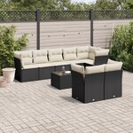 vidaXL Salon de jardin 9 Pièces avec coussins noir résine tressée