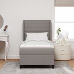 vidaXL Lit à Ressorts avec Matelas en Taupe  100x200 cm  Tissu