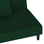 vidaXL Canapé-lit à 2 places avec deux oreillers Vert foncé Velours