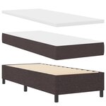 Lit Box Spring vidaXL avec Matelas & LED Marron Foncé 90x190 cm en Tissu