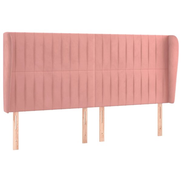 vidaXL Tête de lit avec oreilles Rose 183x23x118/128 cm Velours