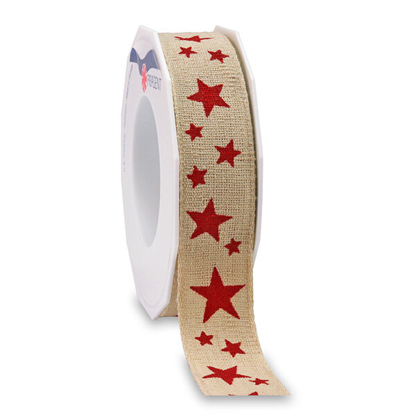 Ruban linière salzburg 15-m-rouleau 25 mm kraft/rouge
