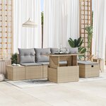 vidaXL Ensemble de canapés de jardin de 6 pièces avec coussins Beige Poly Rattan