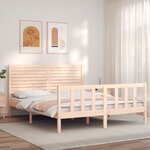 vidaXL Cadre de lit avec tête de lit king size bois massif