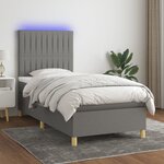 vidaXL Sommier à lattes de lit et matelas et LED Gris foncé 90x200 cm
