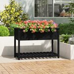 vidaXL Jardinière avec étagère Noir 111 5x54x81 cm Bois massif de pin