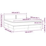 vidaXL Sommier à lattes de lit et matelas Gris foncé 160x200cm Velours