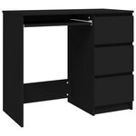 vidaXL Bureau Noir 90x45x76 cm Bois d’ingénierie