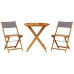 vidaXL Ensemble de bistro 3 Pièces anthracite tissu et bois massif