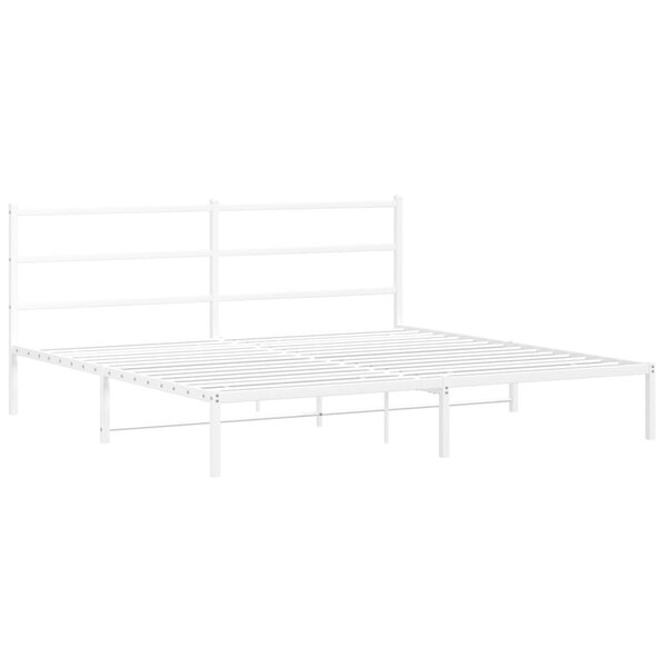 vidaXL Cadre de lit métal avec tête de lit blanc 180x200 cm