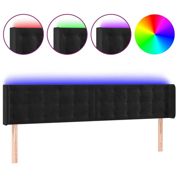 vidaXL Tête de lit à LED Noir 163x16x78/88 cm Velours