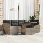 vidaXL Ensemble de canapés de jardin 7 pièces avec coussins gris poly rattan