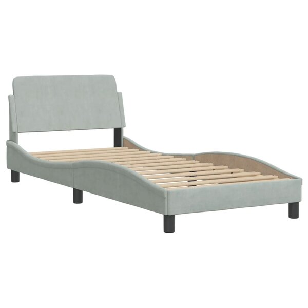 vidaXL Cadre de lit avec tête de lit Gris clair 90x200 cm Velours