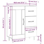 vidaXL Buffet chêne fumé 69 5x34x90 cm bois d'ingénierie
