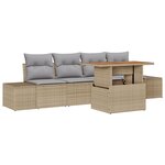 vidaXL Ensemble de Canapés de Jardin 5 pièces avec Coussins Beige Poly Rattan