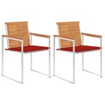 vidaXL Chaises de jardin avec coussins 2 Pièces Acacia solide et acier