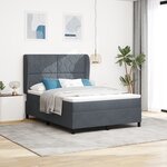Lit Box Spring avec Matelas VidaXL Gris Foncé 140x200 cm Velours