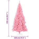 vidaXL Sapin de Noël artificiel avec support rose 210 cm PVC