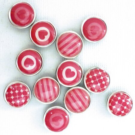 Magnet époxy mini Ø12mm Rose 12 pièces