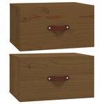 vidaXL Tables de chevet murales 2 Pièces Marron miel 40x29 5x22 cm