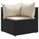 vidaXL Salon de jardin 4 Pièces avec coussins Noir Résine tressée