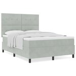 Lit Box Spring vidaXL avec Matelas Gris clair 140x190 cm Velours