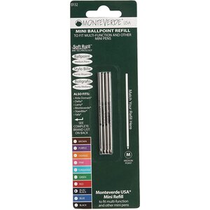 Blister 4 recharges billes mini D1 pointe moyenne pour multifonctions noir bleu MONTEVERDE