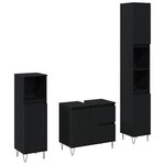 vidaXL Set de meubles de salle de bain en chêne noir - 3 pièces en bois d'ingénierie