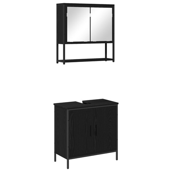 vidaXL Ensemble de meubles de salle de bain 2 pièces en chêne noir en bois d'ingénierie