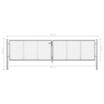 vidaXL Porte de jardin Acier galvanisé 415x125 cm Argenté