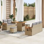 Ensemble de Canapés de Jardin vidaXL 8 Pièces avec Coussins Beige Rattan Poly Acacia