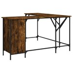 Bureau table poste de travail meuble d'ordinateur informatique étude chêne fumé 141 x 141 x 75 cm bois d'ingénierie brun 02_0023587