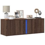 vidaXL Meuble TV mural avec lumières LED chêne marron 100x31x35 cm