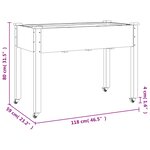 vidaXL Jardinière sur roues avec doublure brun 118x59x80 cm bois sapin