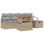 Ensemble de Canapé de Jardin de 6 pièces avec Coussins Beige Poly Rattan vidaXL