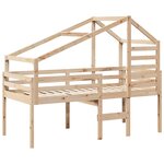 vidaXL Lit haut avec toit 90x190 cm bois de pin massif