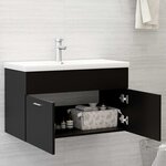 vidaXL Armoire d'évier avec lavabo intégré Noir Aggloméré