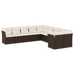 vidaXL Salon de jardin 10 Pièces avec coussins marron résine tressée