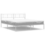 vidaXL Cadre de lit métal avec tête de lit blanc 200x200 cm