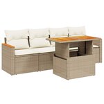 vidaXL Salon de jardin avec coussins 5 Pièces beige résine tressée
