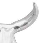 Cabeza de toro montada en la pared en plata de 34x13x53 cm de aluminio