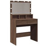 vidaXL Coiffeuse avec LED chêne marron 80x41x134 5 cm
