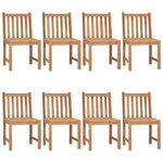 vidaXL Chaises de jardin lot de 8 avec coussins Bois de teck massif