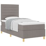 vidaXL Lit avec sommier à ressorts avec matelas taupe 100x200 cm en tissu
