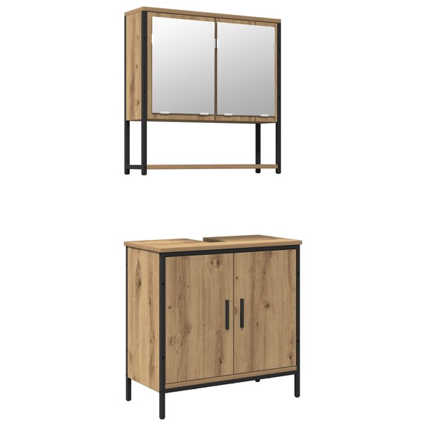 vidaXL Ensemble de meubles de salle de bain 2 pièces en chêne artisanal en bois d'ingénierie