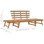 vidaXL Banc de jardin 2-en-1 190 cm Bois solide d'acacia
