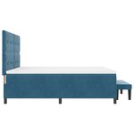 vidaXL Lit avec sommier et banc bleu foncé 180x200 cm en velours