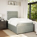vidaXL Sommier à lattes de lit et matelas Gris clair 120x200cm Velours
