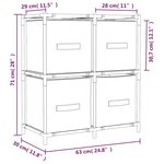 vidaXL Armoire de rangement 4 paniers en tissu Gris 63x30x71 cm Acier
