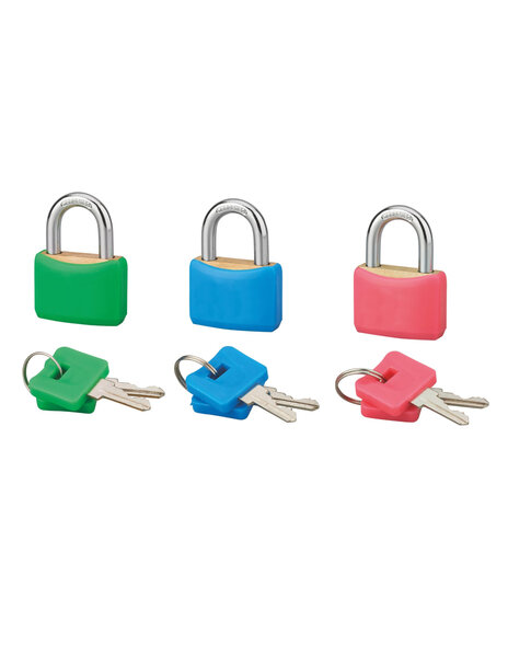 SP - Lot de 3 cadenas  COLOR  30 mm  s'entrouvrant  anse acier cémenté  6 clés